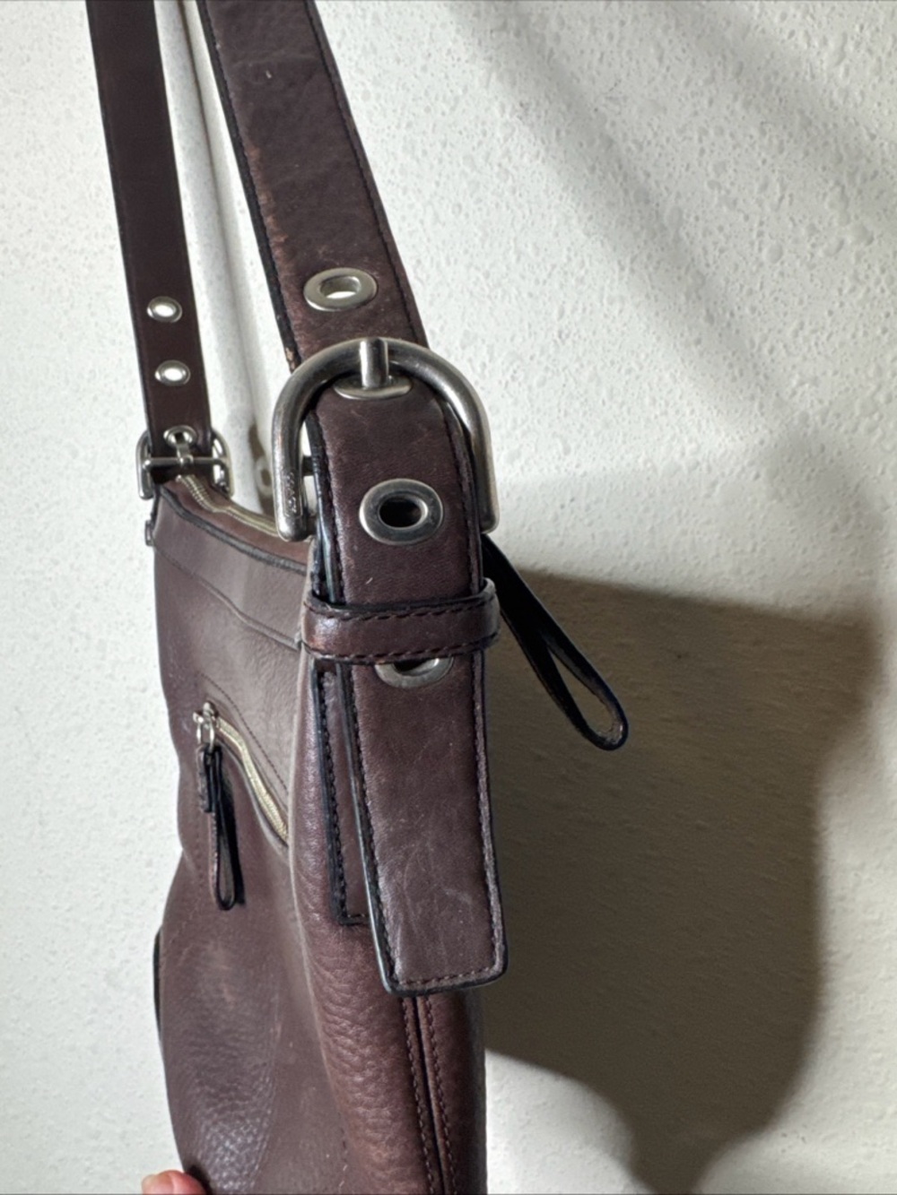 COACH PEBBLE Brown Leather Silver Tone Hardware CROSSBODY Bag F12319 - Picture 9 of 15